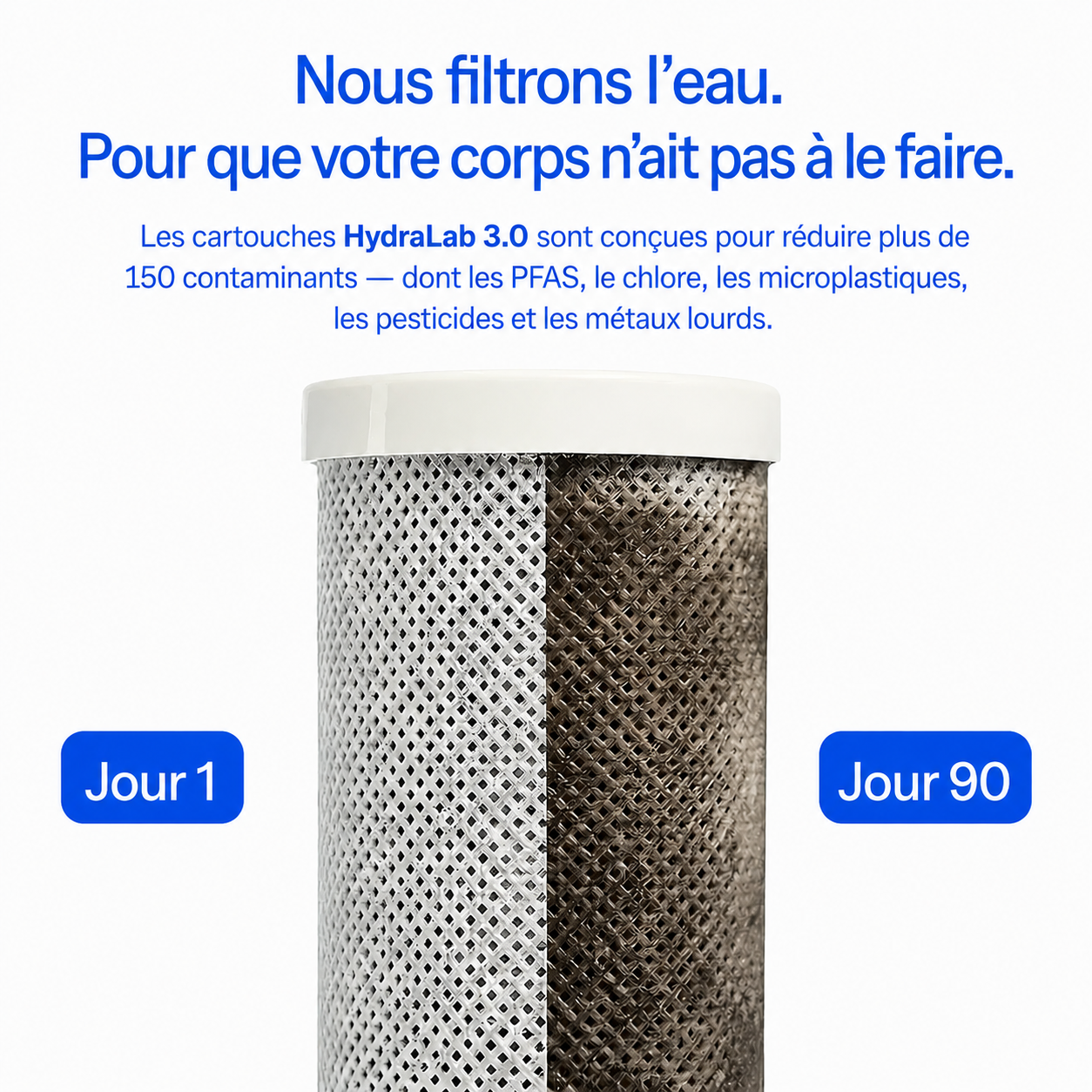 Cartouche filtrante avant après